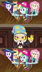 Size: 600x1014 | Tagged: safe, derpibooru import, edit, edited screencap, screencap, applejack, fluttershy, rainbow dash, rarity, aww... baby turtles, equestria girls, equestria girls series, a lying witch and a warden, king, king (the owl house), the owl house