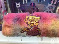 Size: 1600x1200 | Tagged: safe, derpibooru import, applejack, earth pony, pony, my little pony: pony life, food, irl, new york toy fair, nyc toy fair 2020, photo, pillow, strawberry