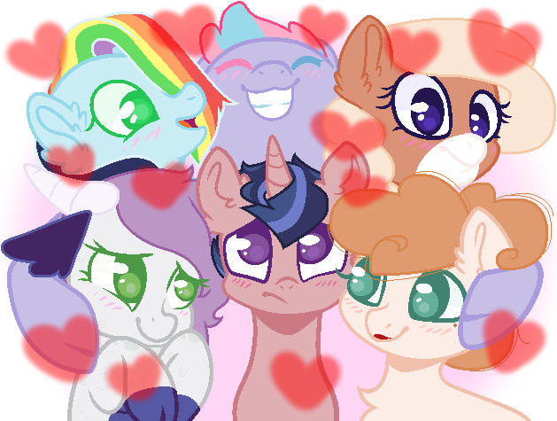 Size: 629x475 | Tagged: safe, artist:theredbeauty, derpibooru import, oc, oc:cool cat, oc:cotton peep, oc:crystal clear, oc:daisy chain, oc:evening constellation, oc:rainbow skies, unofficial characters only, dracony, dragon, earth pony, hybrid, pegasus, pony, unicorn, base used, blushing, cloven hooves, cute, ear fluff, eyes closed, friendship, group hug, hooves to the chest, hug, interspecies offspring, lipstick, next generation, no pupils, offspring, parent:applejack, parent:big macintosh, parent:flash sentry, parent:fluttershy, parent:pinkie pie, parent:pokey pierce, parent:rainbow dash, parent:rarity, parent:soarin', parent:spike, parent:twilight sparkle, parent:unnamed oc, parents:flashlight, parents:fluttermac, parents:pokeypie, parents:soarindash, parents:sparity, simple background, smiling, transparent background, varying degrees of want