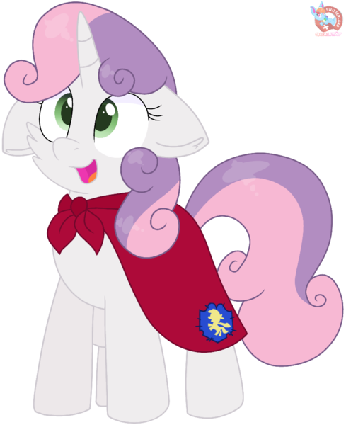 Size: 874x1072 | Tagged: safe, artist:rainbow eevee, derpibooru import, sweetie belle, pony, unicorn, cape, cheek fluff, clothes, crusader, cute, daaaaaaaaaaaw, diasweetes, eyelashes, fantasy class, female, filly, floppy ears, green eyes, knight, open mouth, paladin, simple background, solo, transparent background, vector, warrior