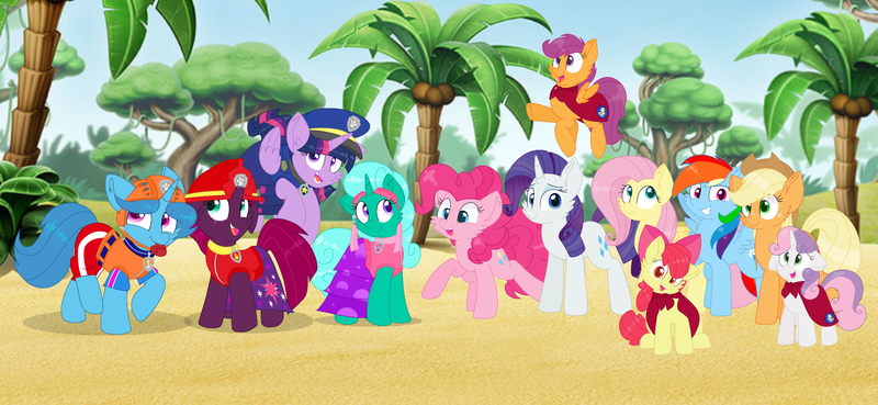 Size: 2340x1080 | Tagged: safe, artist:rainbow eevee edits, artist:徐詩珮, derpibooru import, apple bloom, applejack, fizzlepop berrytwist, fluttershy, glitter drops, pinkie pie, rainbow dash, rarity, scootaloo, spring rain, sweetie belle, tempest shadow, twilight sparkle, twilight sparkle (alicorn), alicorn, unicorn, series:sprglitemplight diary, series:sprglitemplight life jacket days, series:springshadowdrops diary, series:springshadowdrops life jacket days, alternate universe, bisexual, broken horn, clothes, cute, cutie mark crusaders, equestria girls outfit, female, glitterbetes, glitterlight, glittershadow, horn, lesbian, lifeguard, lifeguard spring rain, mane six, paw patrol, polyamory, shipping, sprglitemplight, springbetes, springdrops, springlight, springshadow, springshadowdrops, tempestbetes, tempestlight