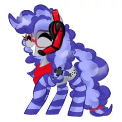 Size: 700x700 | Tagged: adorkable, artist:jen-neigh, bandana, clothes, commission, cute, derpibooru import, dork, excited, eyes closed, gaming headset, glasses, headset, oc, oc:cinnabyte, safe, simple background, sketch, smiling, socks, solo, striped socks, unofficial characters only, white background