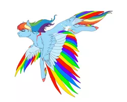 Size: 1000x800 | Tagged: safe, artist:twilightmeep, derpibooru import, rainbow dash, pegasus, pony, colored wings, eyes closed, female, flying, hooves, mare, multicolored wings, rainbow wings, simple background, solo, spread wings, white background, wings