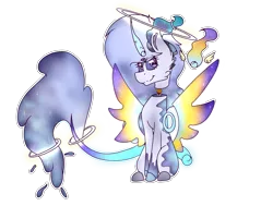 Size: 3507x2800 | Tagged: safe, artist:chazmazda, derpibooru import, oc, oc:melenia, unofficial characters only, original species, pony, commission, commissions open, digital art, halo, highlight, horn, lost soul ponies, markings, mascot, shade, shading, simple background, solo, soul, third eye, three eyes, transparent background, wings