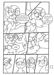 Size: 2904x4000 | Tagged: safe, artist:jamestoneda, author:bigonionbean, derpibooru import, carrot top, derpy hooves, golden harvest, mayor mare, minuette, oc, oc:king righteous authority, oc:queen fresh care, alicorn, earth pony, pegasus, pony, unicorn, comic:securing a sentinel, alicorn oc, alicorn princess, armor, blushing, clothes, comic, commissioner:bigonionbean, cute, dawwww, dialogue, female, fusion, fusion:king righteous authority, fusion:queen fresh care, glasses, horn, husband and wife, magic, male, mare, ponyville, random pony, shocked, sketch, sketch dump, stallion, thought bubble, wings