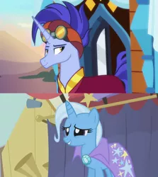 Size: 1280x1436 | Tagged: boast busters, derpibooru import, edit, female, hoo'far, male, road to friendship, safe, screencap, shipping, shipping domino, straight, the big mac question, trixfar, trixie