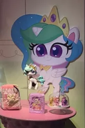 Size: 388x586 | Tagged: safe, derpibooru import, applejack, fluttershy, pinkie pie, princess celestia, twilight sparkle, alicorn, pony, my little pony: pony life, cute, cutelestia, display, ethereal mane, merchandise, nyc toy fair 2020, photo, starry mane, toy, toy fair