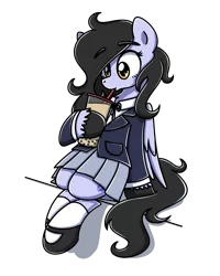 Size: 2048x2560 | Tagged: source needed, useless source url, safe, artist:sugar morning, derpibooru import, oc, oc:tail, unofficial characters only, pegasus, pony, clothes, cute, cutie mark, drink, eyelashes, female, freckles, mary janes, pleated skirt, pocket, school uniform, shoes, simple background, sitting, skirt, socks, solo, straw, straw in mouth, transparent background, wings