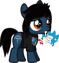 Size: 763x813 | Tagged: safe, artist:lightningbolt, derpibooru import, ponified, ponified:oliver sykes, earth pony, pony, .svg available, bring me the horizon, clothes, colt, frown, male, mouth hold, plushie, sad, shirt, simple background, solo, sonic the hedgehog, sonic the hedgehog (series), standing, svg, t-shirt, transparent background, vector, younger