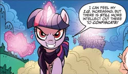 Size: 582x338 | Tagged: alicorn, comic, derpibooru import, evil grin, glowing horn, grin, horn, idw, ponies of dark water, safe, smiling, speech bubble, spoiler:comic44, twilight sparkle, twilight sparkle (alicorn), tyrant sparkle