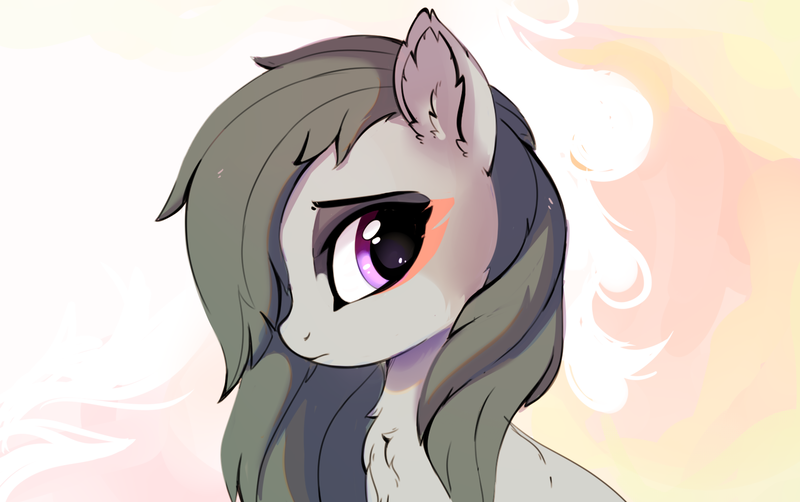 Size: 1535x964 | Tagged: safe, artist:aureai, derpibooru import, marble pie, earth pony, pony, abstract background, bust, cheek fluff, chest fluff, cute, ear fluff, female, looking back, marblebetes, mare, messy mane, portrait, profile, solo