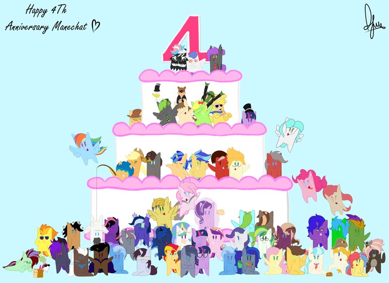 Size: 4096x2984 | Tagged: safe, artist:adjierakapangestu, derpibooru import, applejack, coco pommel, fluttershy, pinkie pie, princess cadance, princess celestia, princess luna, rainbow dash, rarity, sci-twi, spike, spitfire, starlight glimmer, sunset shimmer, trixie, twilight sparkle, twilight sparkle (alicorn), oc, oc:cadenza heartsong, oc:ember heartshine, oc:geartooth, oc:lunar aurora, oc:midnight aegis, oc:miss ping, oc:nitro boost, oc:onosa, oc:pop star, oc:radiantarpeggio, oc:shell watch, oc:valra bellkeys, oc:violet diamond, alicorn, earth pony, pegasus, unicorn, cake, chibi, food, mane six, manechat