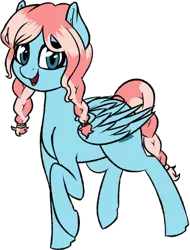 Size: 373x492 | Tagged: artist needed, source needed, safe, derpibooru import, oc, oc:fluffy shine, unofficial characters only, pegasus, pony, braid, braided tail, female, mare, raised hoof, simple background, smiling, solo, transparent background