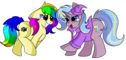 Size: 1280x609 | Tagged: safe, artist:rainbowtashie, author:bigonionbean, derpibooru import, ms. harshwhinny, trixie, oc, oc:rainbow tashie, oc:strict talent, earth pony, pony, unicorn, clothes, commissioner:bigonionbean, cutie mark, fusion, fusion:strict talent, hat, nintendo 64, simple background, transparent background