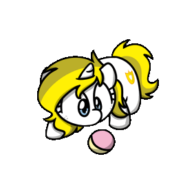 Size: 1000x1000 | Tagged: safe, artist:sugar morning, derpibooru import, oc, oc:white heart, unofficial characters only, unicorn, animated, ball, behaving like a cat, colored, commission, cute, cutie mark, female, rule 63, simple background, solo, sugar morning's play time, transparent background, yarn, yarn ball, ych result, your character here