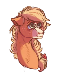 Size: 739x953 | Tagged: safe, artist:kiwigoat-art, derpibooru import, applejack, earth pony, blaze (coat marking), bust, portrait, simple background, solo, transparent background