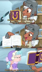 Size: 572x960 | Tagged: safe, derpibooru import, edit, edited screencap, screencap, cozy glow, rusty bucket, earth pony, pegasus, pony, frenemies (episode), annoyed, book, bucket, clothes, comic, cozy glow is best facemaker, cozy glow is not amused, cozybuse, dialogue, female, filly, foal, friendship journal, male, meme, mount everhoof, rusty bucket journal meme, screencap comic, snow, stallion, text edit, vulgar, winter outfit