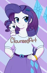 Size: 1650x2550 | Tagged: safe, artist:cloureed, derpibooru import, rarity, pony, unicorn, equestria girls, human ponidox, self ponidox, shoulder pony