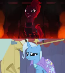 Size: 1280x1436 | Tagged: boast busters, broken horn, derpibooru import, edit, female, forced meme, horn, lesbian, meme, my little pony: the movie, safe, screencap, shipping, shipping domino, tempestrix, tempest shadow, trixie