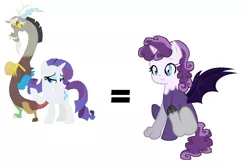 Size: 1048x696 | Tagged: artist:soarindash10, derpibooru import, discord, female, hybrid, interspecies offspring, male, offspring, parent:discord, parent:rarity, parents:raricord, raricord, rarity, safe, shipping, simple background, straight, white background