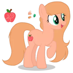 Size: 1060x1052 | Tagged: safe, artist:brenxdipity, artist:magicuniclaws, derpibooru import, oc, oc:apple melody, earth pony, base used, cutie mark, female, freckles, mare, offspring, parent:big macintosh, parent:fluttershy, parents:fluttermac, simple background, solo, transparent background