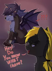 Size: 1976x2692 | Tagged: safe, artist:dinoalpaka, derpibooru import, oc, oc:nyn indigo, oc:shade demonshy, unofficial characters only, original species, pony, timber pony, timber wolf, comic, species swap