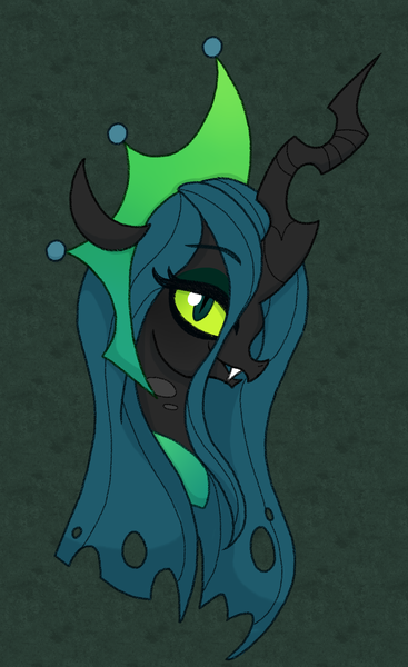 Size: 1100x1800 | Tagged: artist:emiiambar, bust, changeling, changeling queen, derpibooru import, fangs, female, portrait, queen chrysalis, safe, solo, the ending of the end, ultimate chrysalis