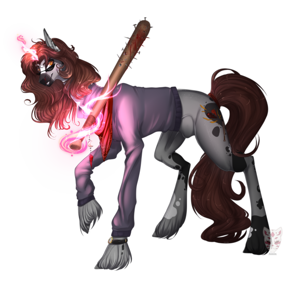 Size: 2100x2000 | Tagged: safe, artist:lastaimin, derpibooru import, oc, pony, unicorn, clothes, female, magic, mare, nail bat, shirt, simple background, solo, transparent background, unshorn fetlocks, watch, wristwatch