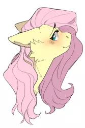 Size: 1242x1857 | Tagged: safe, artist:suplolnope, derpibooru import, fluttershy, pegasus, pony, blushing, bust, cheek fluff, cute, female, floppy ears, mare, portrait, profile, shyabetes, simple background, solo, white background