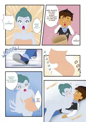 Size: 2480x3507 | Tagged: suggestive, artist:susuki-san, derpibooru import, cloudy quartz, oc, oc:copper plume, comic:the copperpie chronicles, comic:the copperpie chronicles - mother's charm, equestria girls, ass, basket, blushing, boob squish, breasts, busty cloudy quartz, butt, canon x oc, clothed male nude female, clothes, cloudyplume, comic, commission, commissioner:imperfectxiii, converse, covering eyes, equestria girls-ified, female, freckles, girl on top, glasses, infidelity, looking at each other, male, milf, neckerchief, nudity, open mouth, pants, shirt, shocked, shoes, slipping, sneakers, speech bubble, straight, towel, wet hair