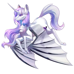 Size: 1280x1280 | Tagged: safe, artist:shu-jeantte, derpibooru import, oc, alicorn, bat pony, bat pony alicorn, pony, bat wings, deviantart watermark, female, horn, mare, obtrusive watermark, simple background, solo, transparent background, watermark, wings