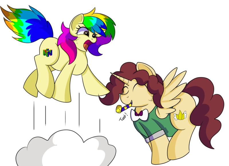 Size: 1280x931 | Tagged: safe, artist:rainbowtashie, author:bigonionbean, derpibooru import, cheese sandwich, donut joe, fancypants, soarin', oc, oc:king calm merriment, oc:rainbow tashie, alicorn, earth pony, pony, alicorn oc, clothes, commissioner:bigonionbean, cute, female, funny, fusion, fusion:king calm merriment, horn, jumping, male, mare, simple background, stallion, surprised, transparent background, wings