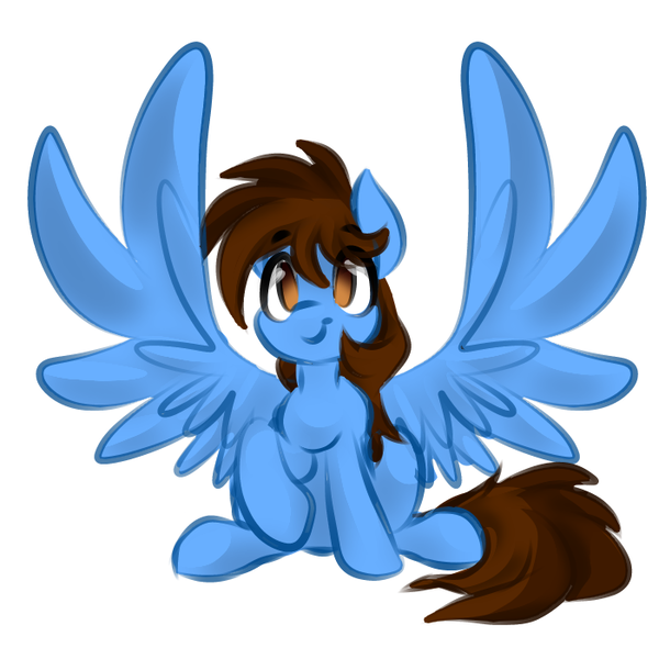 Size: 700x700 | Tagged: artist:jen-neigh, derpibooru import, happy, looking at you, oc, oc:pegasusgamer, pegasus, safe, sitting, sketch, unofficial characters only, wings