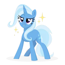 Size: 1024x1024 | Tagged: safe, artist:kabuvee, derpibooru import, trixie, pony, unicorn, female, grin, mare, simple background, smiling, solo, sparkles, transparent background