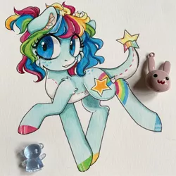 Size: 2592x2592 | Tagged: artist needed, safe, derpibooru import, oc, oc:plushie (rigbythememe), unofficial characters only, earth pony, pony, colored hooves, colorful, female, hoof polish, simple background, solo, traditional art, white background