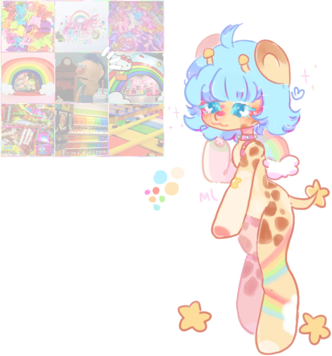 Size: 472x507 | Tagged: safe, artist:milklungs, derpibooru import, oc, oc:olivia (rigbythememe), unofficial characters only, pony, moodboard, pastel, rainbow, simple background, solo, stars, white background