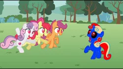 Size: 1920x1080 | Tagged: safe, artist:angrymetal, color edit, derpibooru import, edit, edited screencap, screencap, apple bloom, scootaloo, sweetie belle, oc, oc:angrymetal, earth pony, pegasus, unicorn, lesson zero, angrybelle, angrybloom, angryscoots, colored, cutie mark crusaders, female, heart eyes, horn, implied sex, male, shocked, unicorn oc, vector, want it need it, wingding eyes