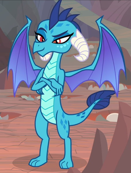 Size: 710x938 | Tagged: cropped, crossed arms, derpibooru import, princess ember, raised eyebrow, safe, screencap, smug, solo, sweet and smoky