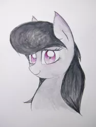 Size: 3024x4032 | Tagged: safe, artist:papersurgery, derpibooru import, octavia melody, earth pony, pony, bust, female, looking at you, mare, smiling, solo, traditional art, watercolor painting