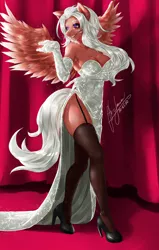 Size: 2100x3300 | Tagged: anthro, anthro oc, armpits, artist needed, clothes, commission, curtain, derpibooru import, evening gloves, evening gown, female, gloves, high heels, long gloves, mare, oc, oc:cavatina, pegasus, safe, shoes, socks, solo, sparkles, stockings, thigh highs, unofficial characters only, ych result