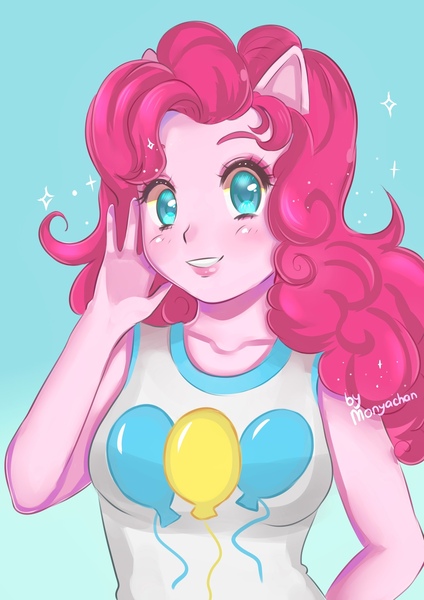 Size: 1527x2160 | Tagged: safe, artist:monyachan, derpibooru import, pinkie pie, equestria girls, cute, digital art, fanart, ponied up