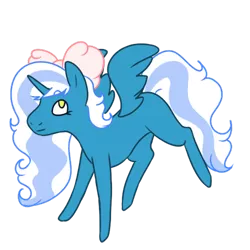 Size: 500x500 | Tagged: adorabelle, alicorn, alicorn oc, artist:clorblinddraws, bow, chibi, cute, derpibooru import, female, hair bow, horn, mare, oc, oc:fleurbelle, safe, simple background, smol, solo, transparent background, unofficial characters only, wings, yellow eyes