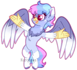 Size: 780x704 | Tagged: artist:kurosawakuro, base used, derpibooru import, female, hippogriff, interspecies offspring, magical lesbian spawn, oc, offspring, outline, parent:gilda, parent:rainbow dash, parents:gildash, safe, simple background, solo, transparent background, two toned wings, watermark, wings