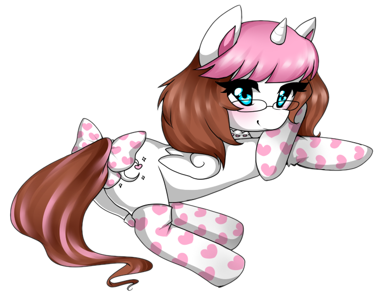 Size: 741x583 | Tagged: alicorn, alicorn oc, artist:amulet-maru, black background, bow, clothes, derpibooru import, female, glasses, heart, horn, mare, oc, oc:usagi, prone, safe, simple background, socks, solo, tail bow, transparent background, unofficial characters only, wings