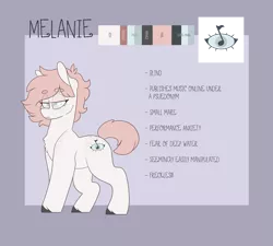 Size: 3000x2700 | Tagged: safe, artist:liefsong, derpibooru import, oc, oc:melanie, unofficial characters only, earth pony, blind, reference sheet