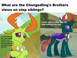 Size: 3081x2304 | Tagged: changedling, changeling, derpibooru import, edit, edited screencap, exploitable meme, implied sex, king thorax, male, mario brothers' views, meme, pharynx, ponified meme, prince pharynx, screencap, suggestive, thorax