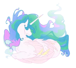 Size: 750x672 | Tagged: safe, artist:glamrockbonnie, derpibooru import, princess celestia, alicorn, pony, digital art, female, mare, prone, simple background, solo, transparent background