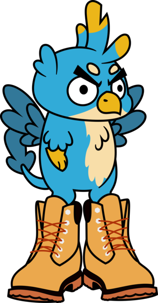 Size: 1000x1917 | Tagged: safe, artist:tentavamp, deleted from derpibooru, derpibooru import, gallus, gryphon, absurd resolution, angry, boots, chibi, claws, clothes, eyebrows, meme, shoes, simple background, solo, standing, timberland boots, transparent background, vector, wings