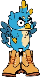 Size: 1000x1917 | Tagged: safe, artist:tentavamp, deleted from derpibooru, derpibooru import, gallus, gryphon, absurd resolution, angry, boots, chibi, claws, clothes, eyebrows, meme, shoes, simple background, solo, standing, timberland boots, transparent background, vector, wings