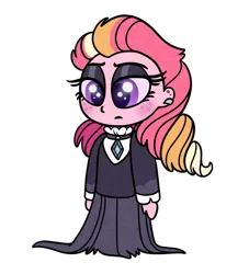 Size: 600x660 | Tagged: safe, artist:carouselunique, artist:honeycrisp-tales, derpibooru import, fluttershy, oc, oc:honeycrisp blossom, equestria girls, clothes, clothes swap, dress, eyeshadow, fluttergoth, freckles, goth, makeup, offspring, parent:big macintosh, parent:princess cadance, parents:cadmac, simple background, solo, transparent background